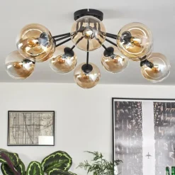Gastor Plafonnier 83 cm Ambre, Clair, 10 lumières