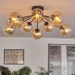 Gastor Plafonnier 83 cm Ambre, Clair, 10 lumières