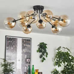 Gastor Plafonnier 83 cm Ambre, Clair, 10 lumières