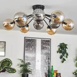 Gastor Plafonnier 91 cm Ambre, Fumé, 12 lumières