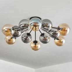 Gastor Plafonnier 91 cm Ambre, Fumé, 12 lumières