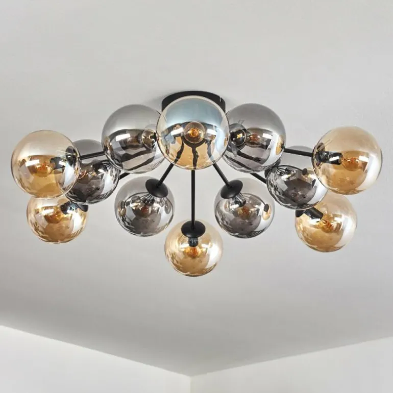 Gastor Plafonnier 91 cm Ambre, Fumé, 12 lumières