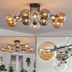 Gastor Plafonnier 91 cm Ambre, Clair, Fumé, 12 lumières