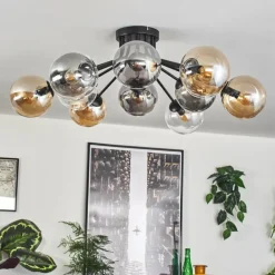 Gastor Plafonnier 91 cm Ambre, Clair, Fumé, 12 lumières