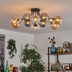 Gastor Plafonnier 91 cm Ambre, Clair, Fumé, 12 lumières