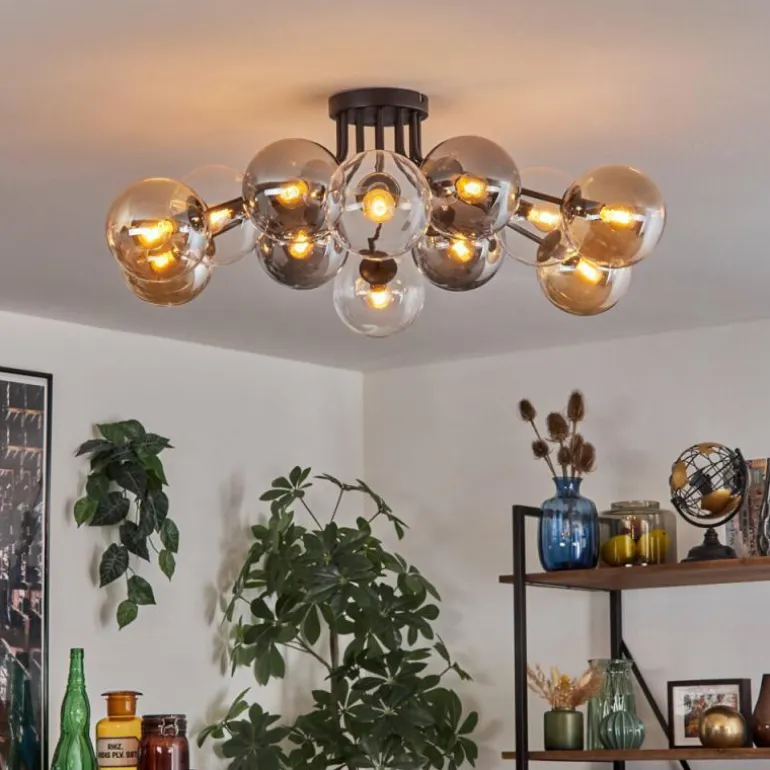 Gastor Plafonnier 91 cm Ambre, Clair, Fumé, 12 lumières