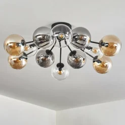 Gastor Plafonnier 91 cm Ambre, Clair, Fumé, 12 lumières