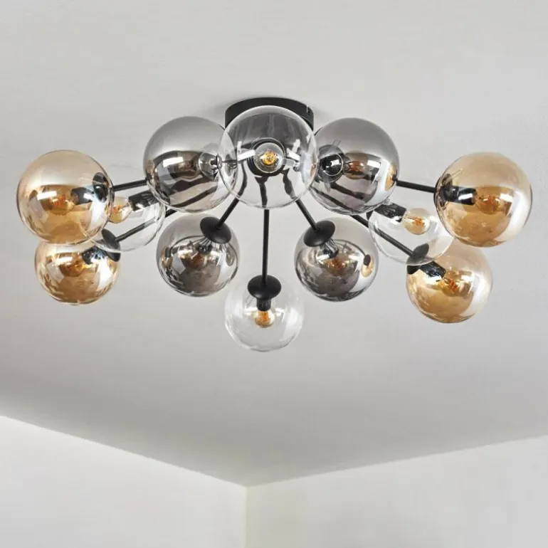 Gastor Plafonnier 91 cm Ambre, Clair, Fumé, 12 lumières