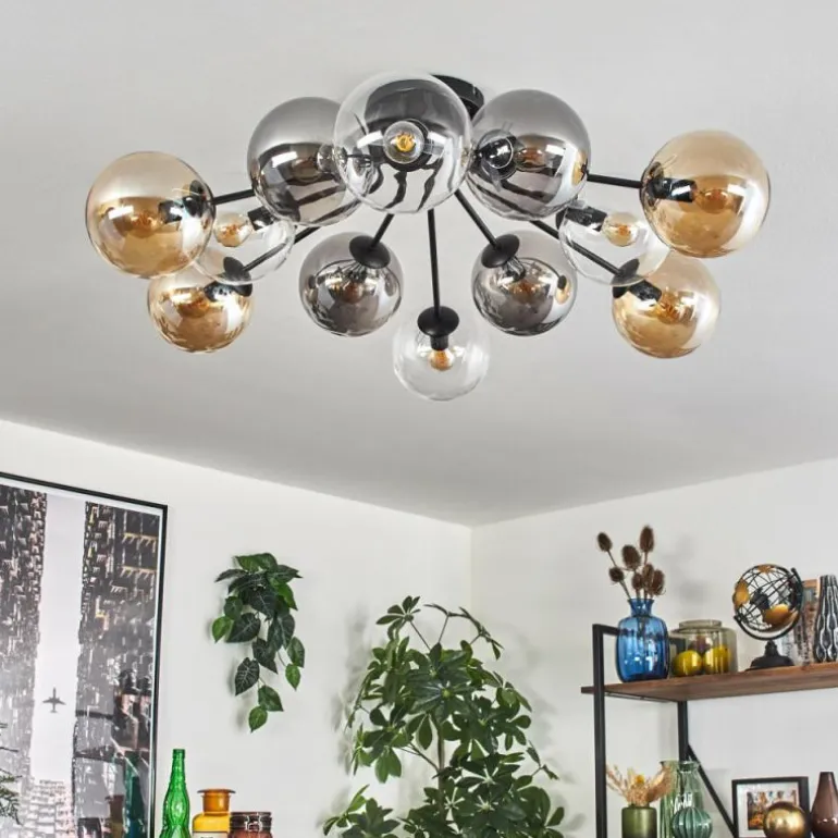 Gastor Plafonnier 91 cm Ambre, Clair, Fumé, 12 lumières