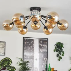 Gastor Plafonnier 91 cm Ambre, 12 lumières