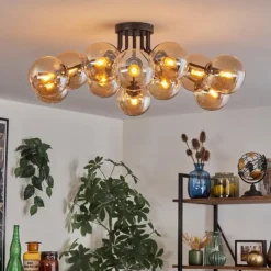 Gastor Plafonnier 91 cm Ambre, 12 lumières