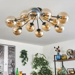 Gastor Plafonnier 91 cm Ambre, 12 lumières