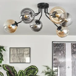 Gastor Plafonnier 74 cm Ambre, Clair, Fumé, 6 lumières