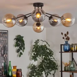 Gastor Plafonnier 74 cm Ambre, Clair, Fumé, 6 lumières