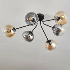 Gastor Plafonnier 74 cm Ambre, Clair, Fumé, 6 lumières