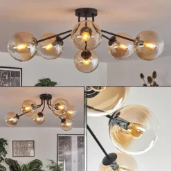 Gastor Plafonnier 74 cm Ambre, 6 lumières