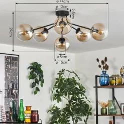 Gastor Plafonnier 74 cm Ambre, 6 lumières