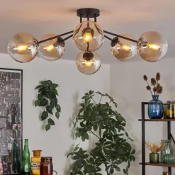 Gastor Plafonnier 74 cm Ambre, 6 lumières
