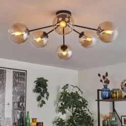 Gastor Plafonnier 74 cm Ambre, 6 lumières