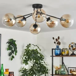 Gastor Plafonnier 74 cm Ambre, 6 lumières