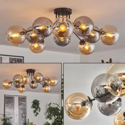 Gastor Plafonnier 83 cm Ambre, Fumé, 10 lumières