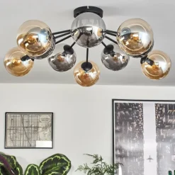 Gastor Plafonnier 83 cm Ambre, Fumé, 10 lumières