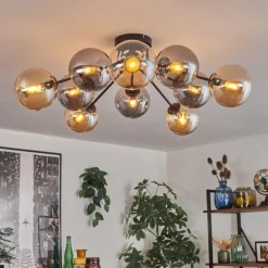 Gastor Plafonnier 83 cm Ambre, Fumé, 10 lumières