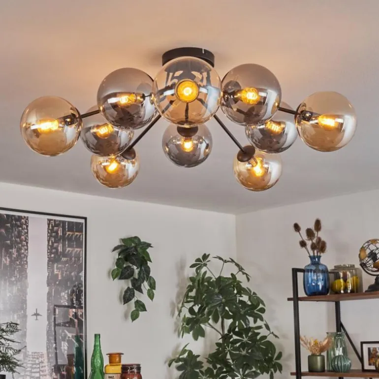 Gastor Plafonnier 83 cm Ambre, Fumé, 10 lumières