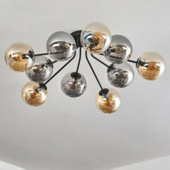 Gastor Plafonnier 83 cm Ambre, Fumé, 10 lumières