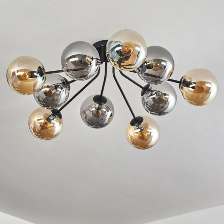 Gastor Plafonnier 83 cm Ambre, Fumé, 10 lumières