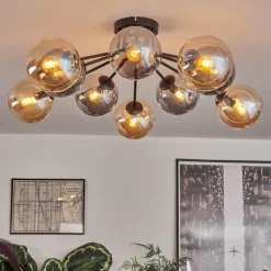 Gastor Plafonnier 83 cm Ambre, Fumé, 10 lumières