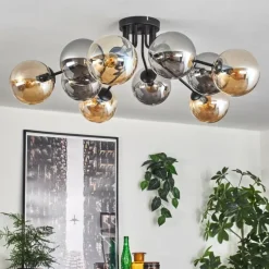 Gastor Plafonnier 83 cm Ambre, Fumé, 10 lumières