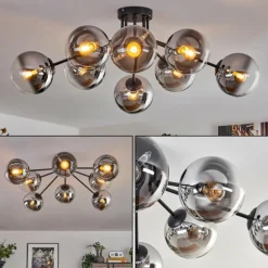 Gastor Plafonnier 87 cm Chrome, Clair, 8 lumières