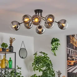 Gastor Plafonnier 87 cm Chrome, Clair, 8 lumières