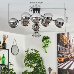 Gastor Plafonnier 87 cm Chrome, 8 lumières