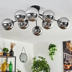 Gastor Plafonnier 87 cm Chrome, 8 lumières