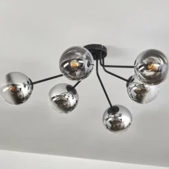 Gastor Plafonnier 74 cm Chrome, Clair, Fumé, 6 lumières