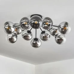 Gastor Plafonnier 91 cm Chrome, Clair, Fumé, 12 lumières