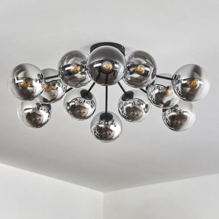 Gastor Plafonnier 91 cm Chrome, Clair, Fumé, 12 lumières