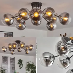 Gastor Plafonnier 83 cm Chrome, Clair, 10 lumières