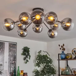 Gastor Plafonnier 83 cm Chrome, Clair, 10 lumières