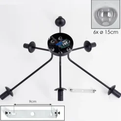 Gastor Plafonnier 74 cm Clair, Fumé, 6 lumières