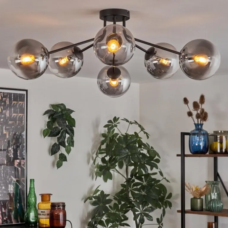 Gastor Plafonnier 74 cm Clair, Fumé, 6 lumières