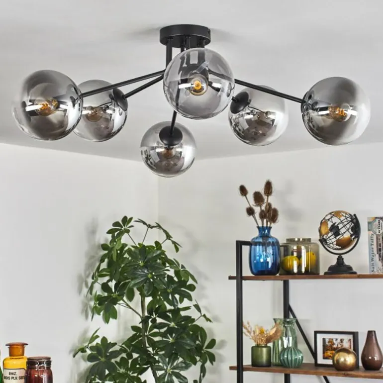 Gastor Plafonnier 74 cm Clair, Fumé, 6 lumières
