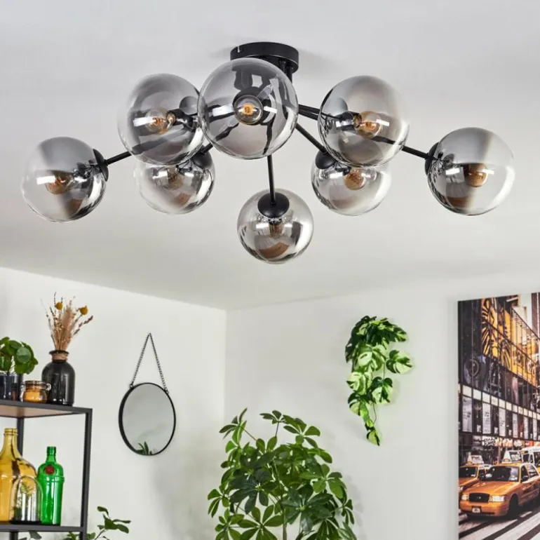 Gastor Plafonnier 87 cm Clair, Fumé, 8 lumières