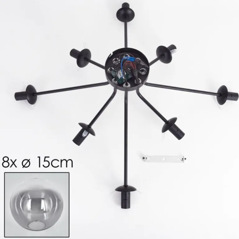 Gastor Plafonnier 87 cm Clair, Fumé, 8 lumières