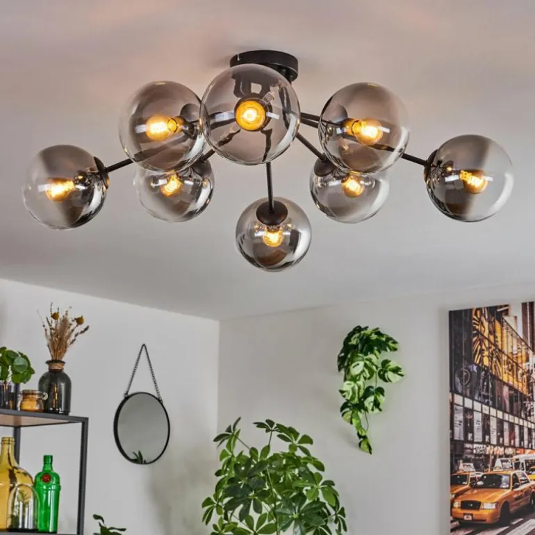 Gastor Plafonnier 87 cm Clair, Fumé, 8 lumières