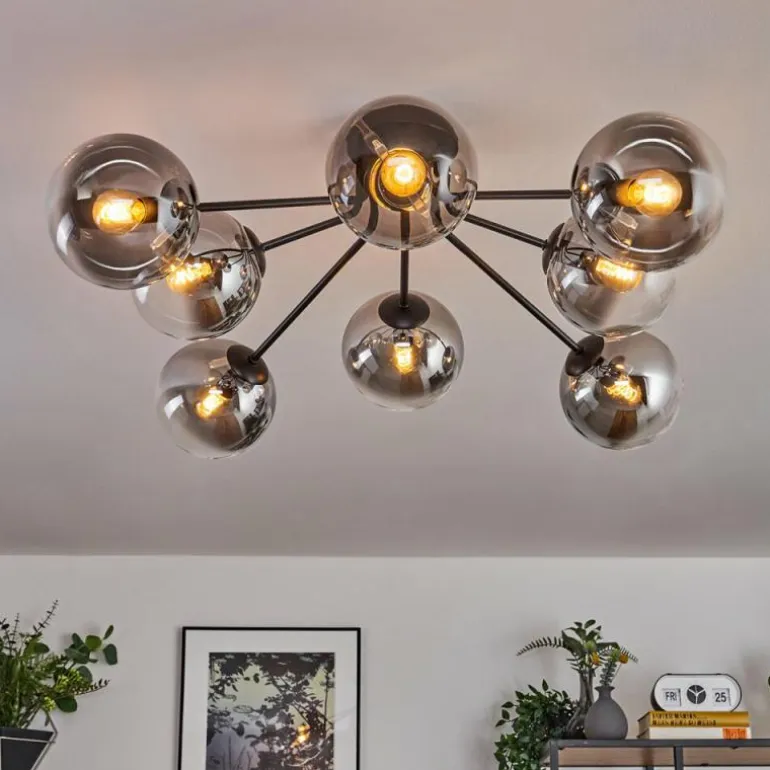 Gastor Plafonnier 87 cm Clair, Fumé, 8 lumières