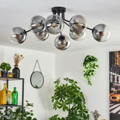 Gastor Plafonnier 87 cm Clair, Fumé, 8 lumières