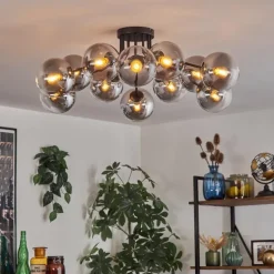 Gastor Plafonnier 91 cm Clair, Fumé, 12 lumières